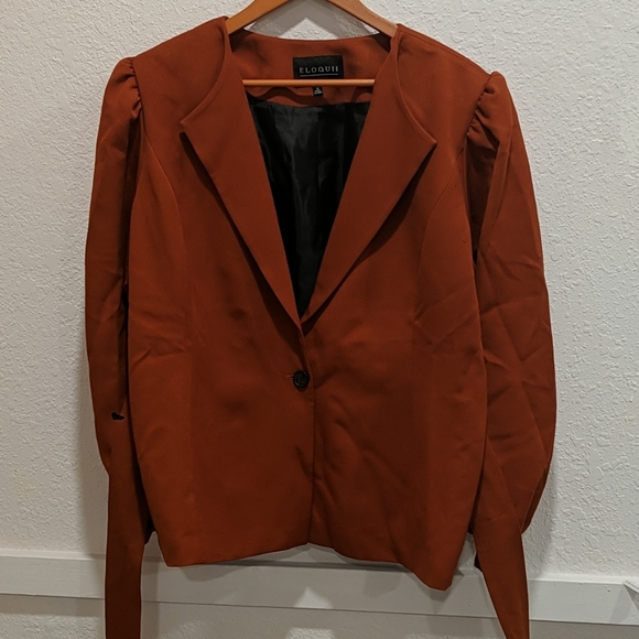 NWT ELOQUII Belted one button wrap blazer - Picture 3 of 5